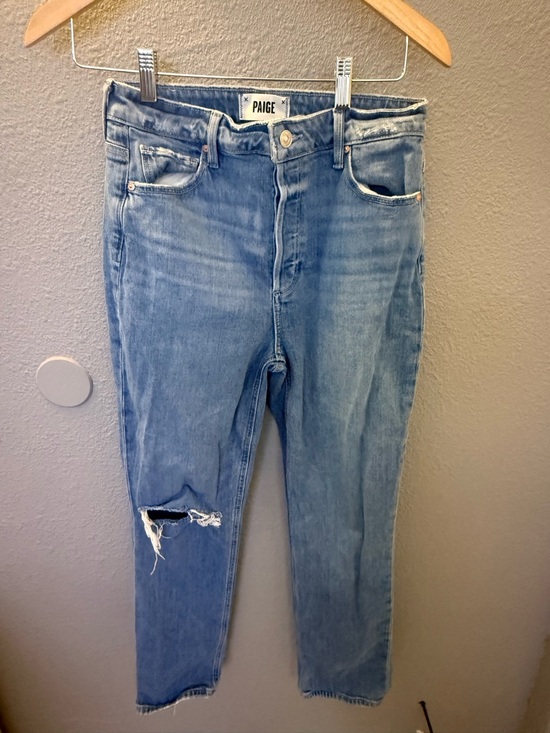 PAIGE Denim - PAIGE Light Blue Skinny Jeans with Distressed Knee